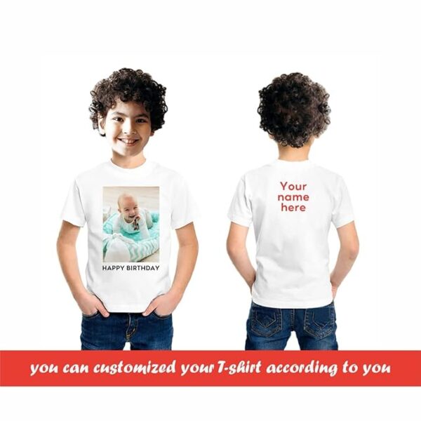 Personalized/Customized Print Round Neck White Polyester Kids and Adults T-shirt, Print Media - Image 2